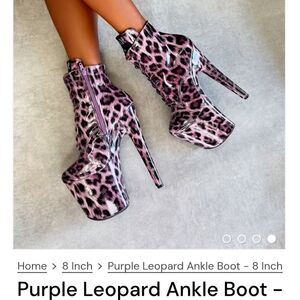 Hella Heels Purple Leopard Ankle Boot -8INCH + SP - UK5 / EU38 / US7 /AU7